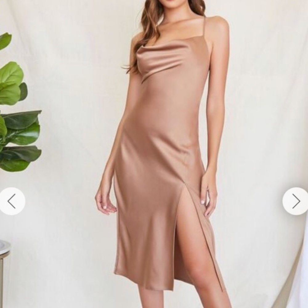 Forever 21 satin cowl slip midi dress